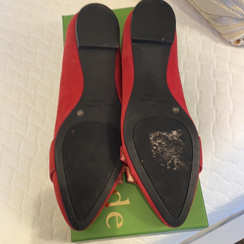 Kate Spade Size 7.5 M Red Kid Suede Flats Enna - Picture 5 of 10